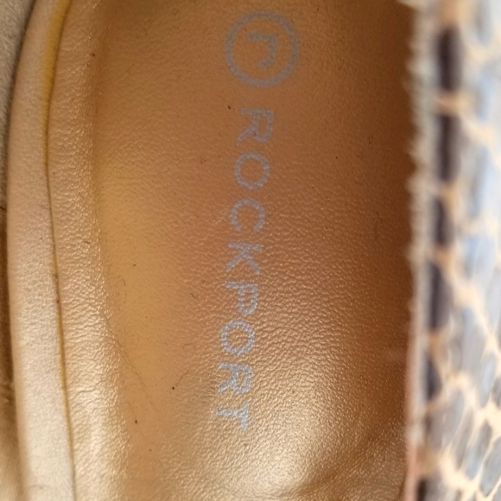 NWOT  ROCKPORT BY ADIDAS 100% LEATHER BLUE/GREY SNAKESKIN HEELS - SIZE 8.5 - Picture 3 of 4